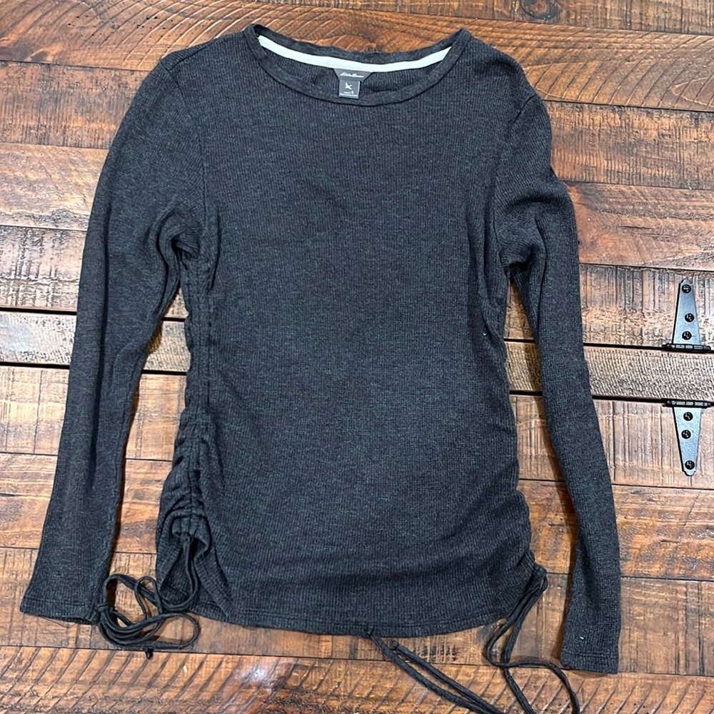 Eddie Bauer waffle knit ruched top